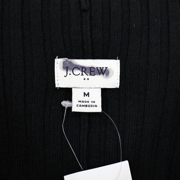 J.Crew Factory Long Sleeve Ribbed Knit Mini Sweater Dress Black Size Medium NWT - Picture 3 of 7